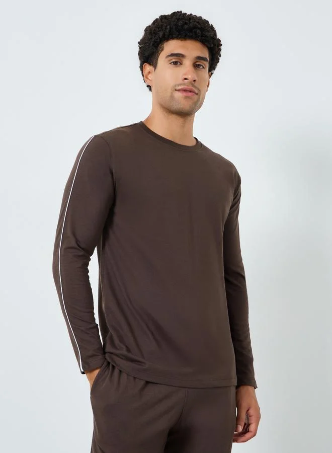 Styli Men Solid Long Sleeves T-Shirt and Pyjama Set